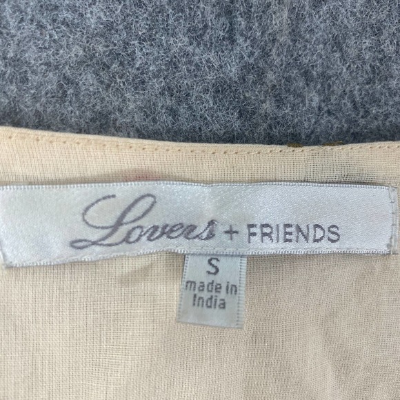 Lovers & Friends Dress Small Beige Embroidered Rose Floral V-Neck Short Sleeve - Picture 8 of 12